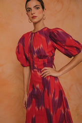 Amelia Tie Dye Balloon Sleeve Midi Dress
